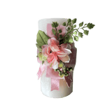 SK COLLECTION - Pink Ribbons White Pillar Candle