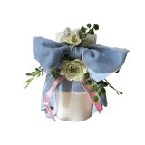 SK COLLECTION - Blue Ribbons White Pillar Candle
