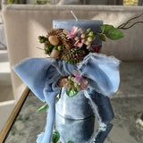 SK COLLECTION - Blue Ribbon Blue Pillar Candle