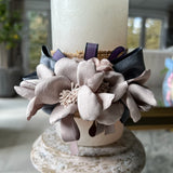 SK COLLECTION - Silk Ribbons White Pillar Candle