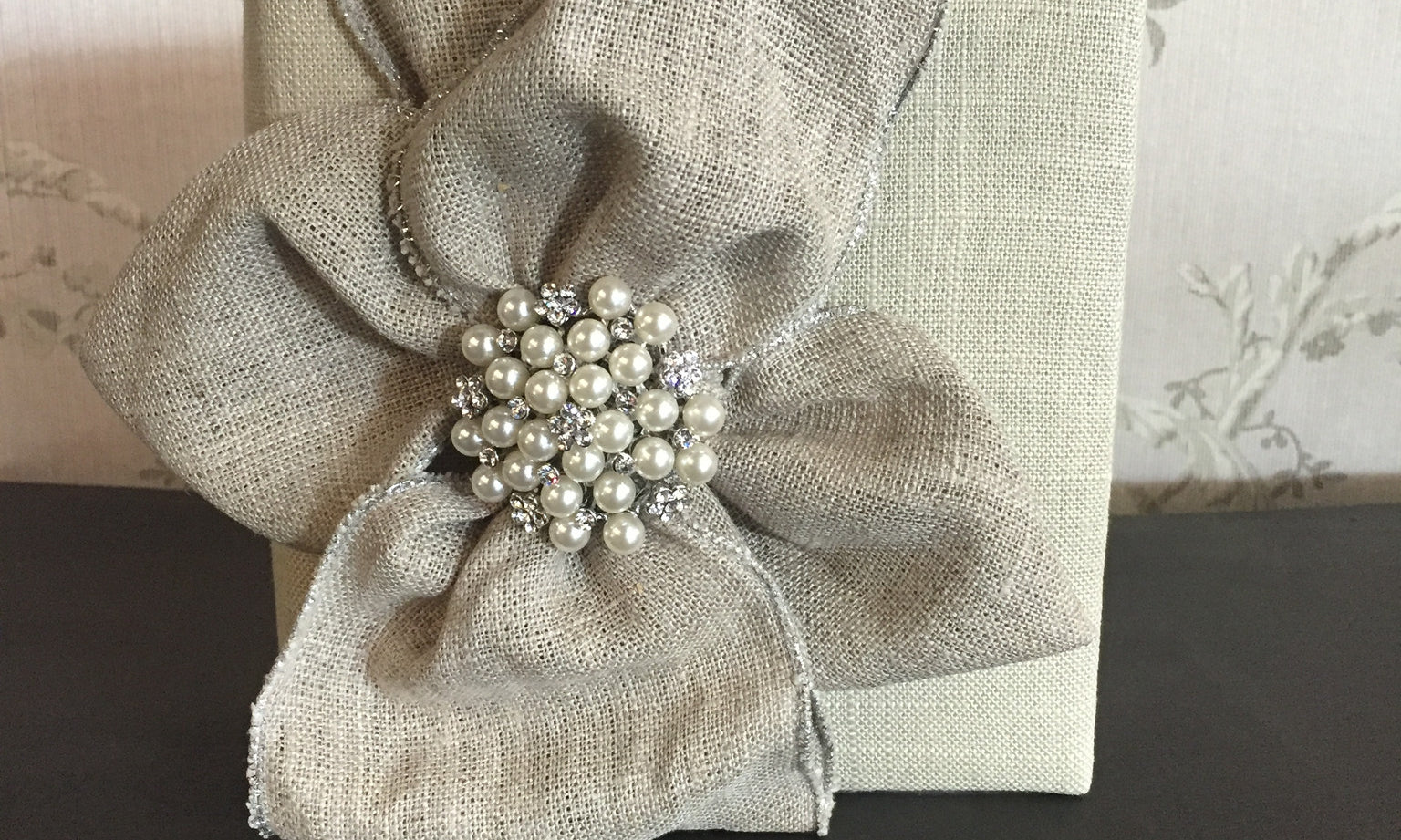 Gorgeous Pearl Brooch and Linen Photo Albums / Brag Books