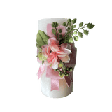SK COLLECTION - Pink Ribbons White Pillar Candle