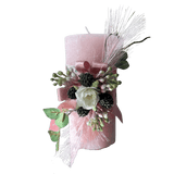 SK COLLECTION - Pink Floral Blush Pillar Candle